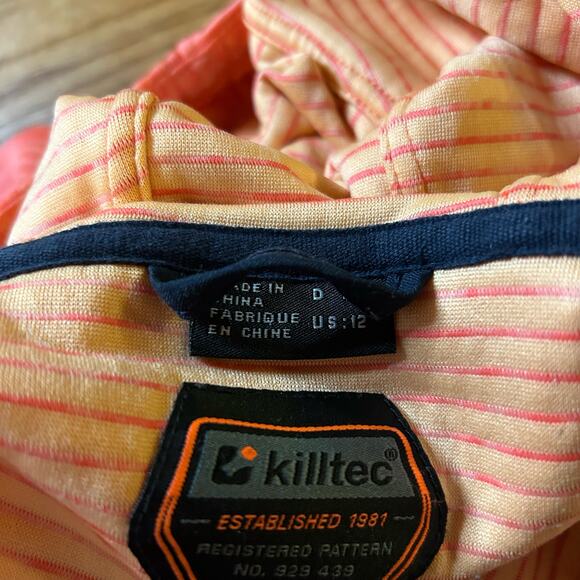 Killtec Fleece Textured Full Zip Hooded Jacket Womens Size 12 Coral Zip Pockets - Picture 7 of 8